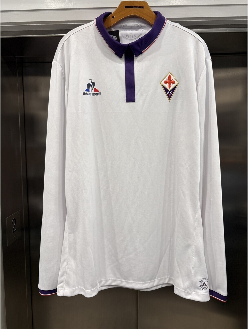 Le Coq Sportif ACF Fiorentina Viola White Polo Shirt XXL Serie A Soccer